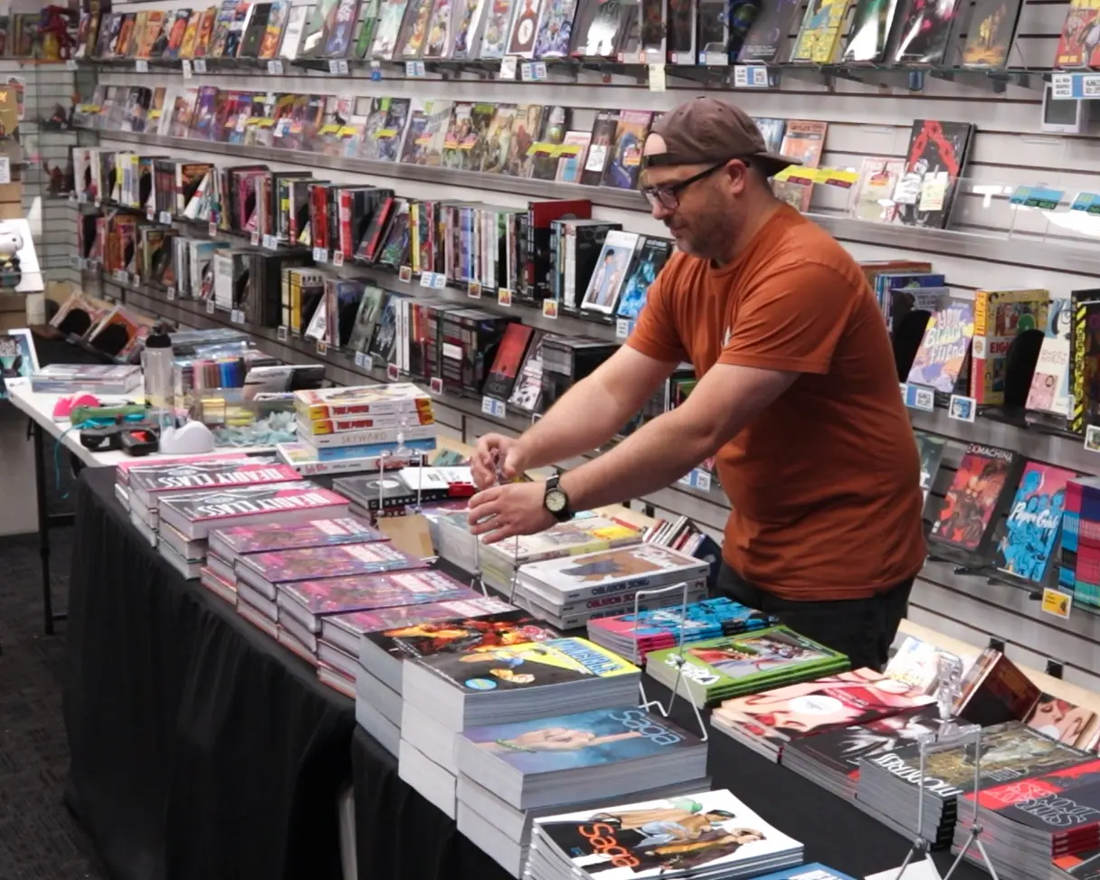 Ryan organizing comics