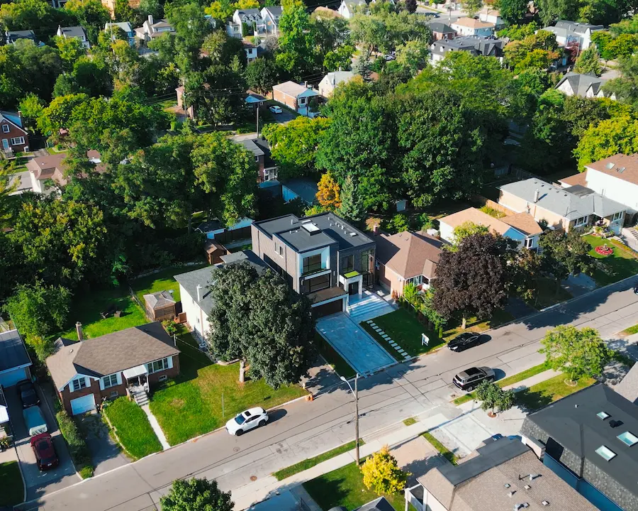 Drone shot of houses